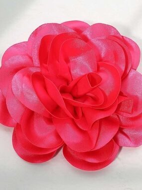 Red Oversized Fabric Camellia Flower Brooch Pin Hairpin 3D Womens Statement